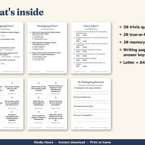 Large Print Thanksgiving Trivia for Seniors, True or False, Reminiscence Memory Cards, Printable Group Game, Memory Care, Assisted Living image 3