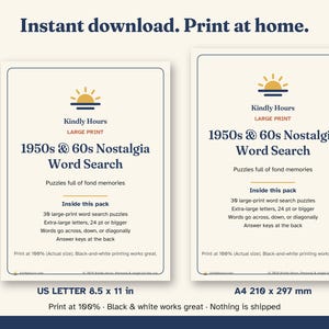 Large Print 1950s 60s Nostalgia Word Search for Seniors, 30 Printable Puzzles, Memory Care, Reminiscence Activity, Assisted Living image 5
