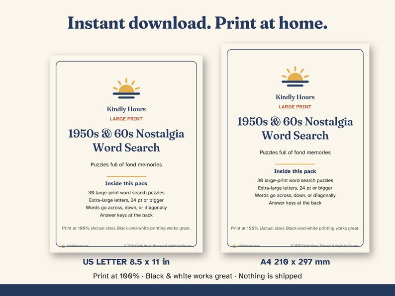 Large Print 1950s 60s Nostalgia Word Search for Seniors, 30 Printable Puzzles, Memory Care, Reminiscence Activity, Assisted Living image 5