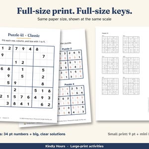 Large Print Easy Sudoku for Seniors, 100 Printable Puzzles, 6x6 and 9x9, Beginner Number Puzzles, Memory Care, Assisted Living, PDF immagine 6