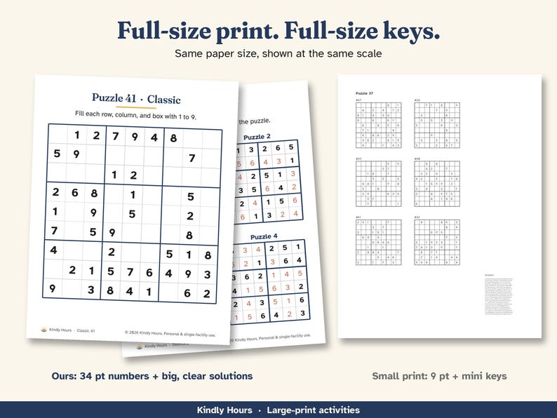 Large Print Easy Sudoku for Seniors, 100 Printable Puzzles, 6x6 and 9x9, Beginner Number Puzzles, Memory Care, Assisted Living, PDF immagine 6