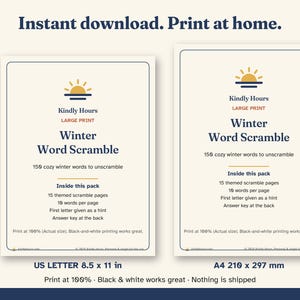 高齢者向け大判印刷冬の単語パズル、150語、印刷可能なパズル15個、雪とホリデーの単語ゲーム、認知症ケア、介護付き住宅 画像 5