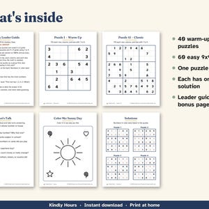 Large Print Easy Sudoku for Seniors, 100 Printable Puzzles, 6x6 and 9x9, Beginner Number Puzzles, Memory Care, Assisted Living, PDF immagine 3