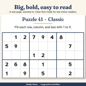 Large Print Easy Sudoku for Seniors, 100 Printable Puzzles, 6x6 and 9x9, Beginner Number Puzzles, Memory Care, Assisted Living, PDF immagine 2