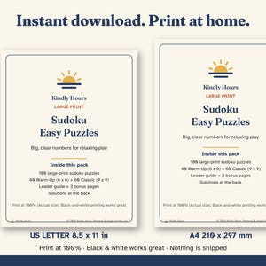 Large Print Easy Sudoku for Seniors, 100 Printable Puzzles, 6x6 and 9x9, Beginner Number Puzzles, Memory Care, Assisted Living, PDF immagine 5