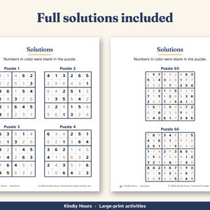 Large Print Easy Sudoku for Seniors, 100 Printable Puzzles, 6x6 and 9x9, Beginner Number Puzzles, Memory Care, Assisted Living, PDF immagine 4