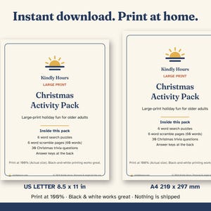 Paquete de actividades navideñas en letra grande para personas mayores: sopa de letras, crucigramas, trivias, juegos navideños imprimibles, cuidado de la memoria, PDF imagen 5