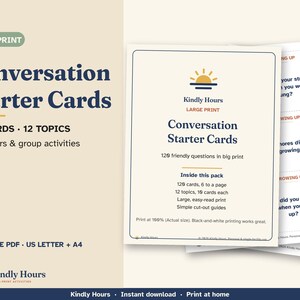 Conversation Starter Cards for Seniors, 120 Large Print Questions