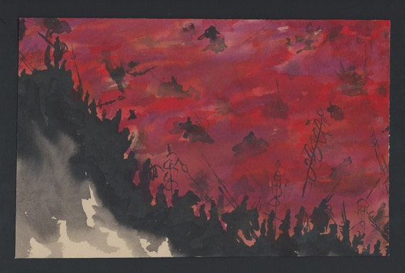Beowulf S Funeral March At Twilight Handmade Painting Etsy