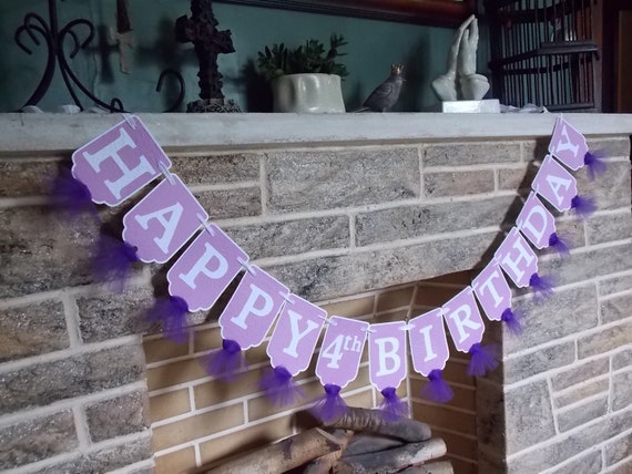 Purple Party Decorations with Happy Birthday Banner, Purple White