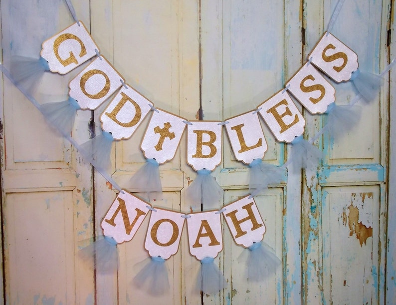 God Bless Banner in Extra Large Size White Blue and Gold - Etsy
