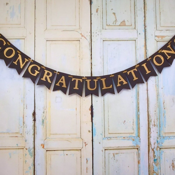 Congratulations Banner, Add Name, Congrats Sign, Black and Gold Graduation Banner, Black Gold Congrats Banner, Congratulations Grad Sign