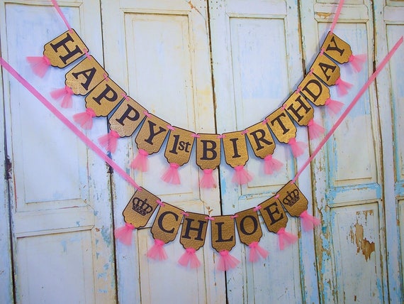 Alles Gute 1 Geburtstag Banner Madchen Namen Banner Mit Etsy