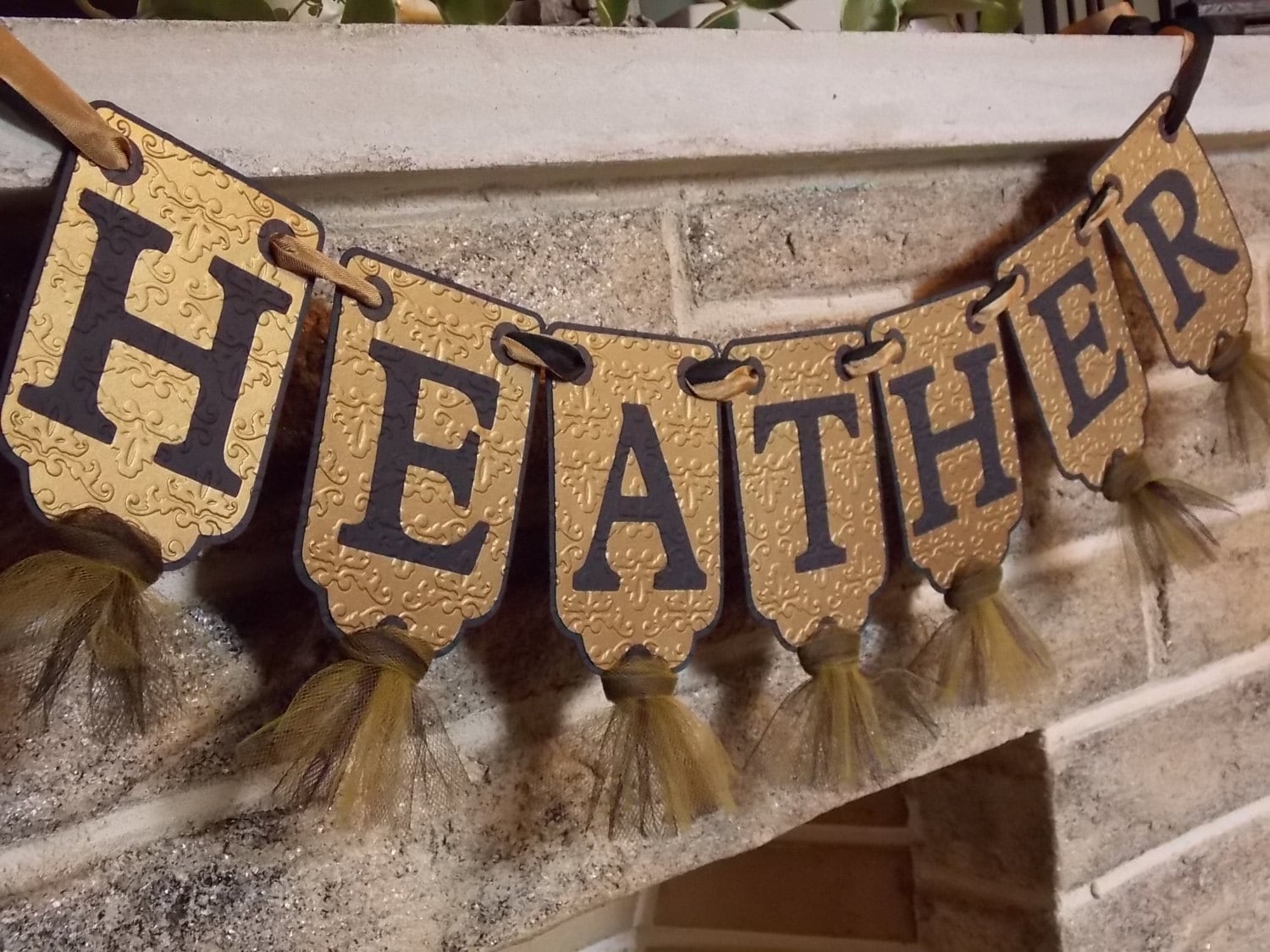 Custom Name Banner in Black and Gold Embossed Banner With Etsy