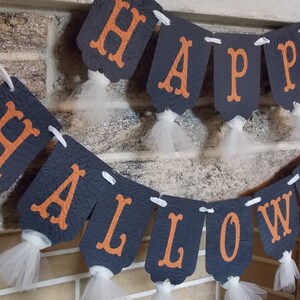 Happy Halloween Banner, Cream Orange and Black Banner, Halloween Decoration, Halloween Sign, Halloween Party Decoration, Trick or Treat image 5