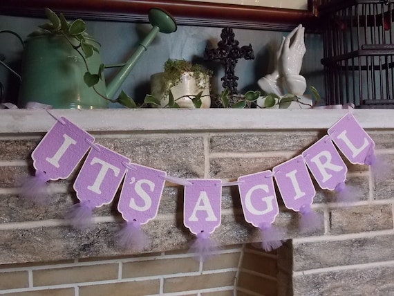 It S A Girl Banner Lavender And Cream Baby Shower Banner Etsy