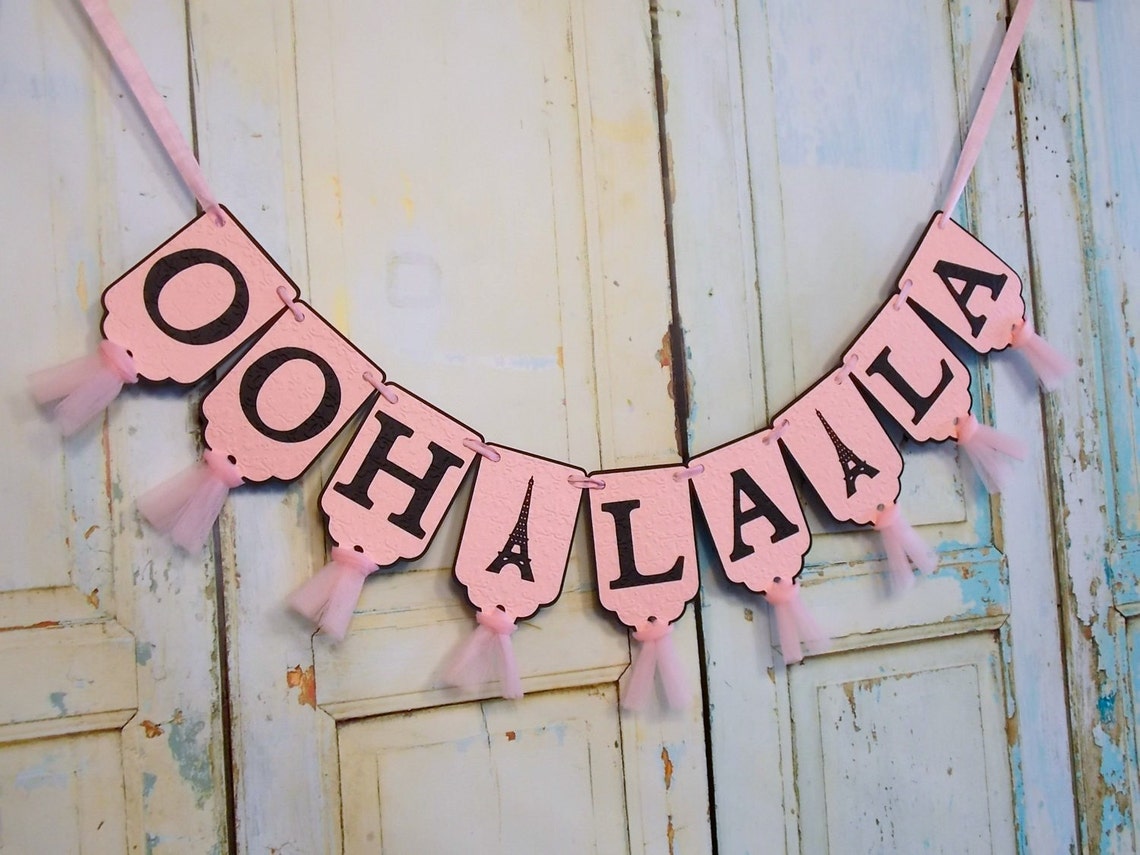 Ooh La La Banner With Eiffel Towers Pink and Black Baby - Etsy