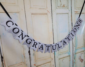 Graduation Congratulations Banner: Silver & Black Party Decor