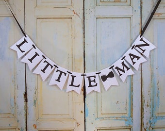 Little Man Banner: Bow Tie Baby Shower Decoration