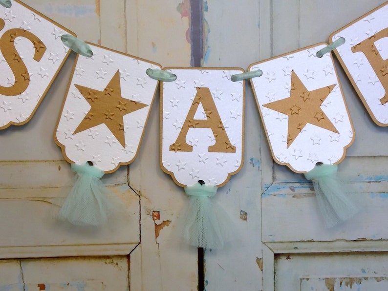It's A Boy Banner With Stars Cream Mint and Gold Banner | Etsy