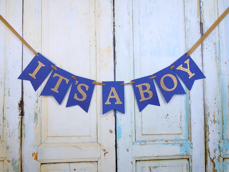 It's A Boy Banner Royal Blue and Gold Baby Shower | Etsy