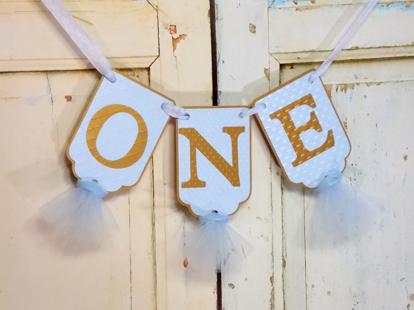 One Banner Boys 1st Birthday Banner Blue and Gold Banner - Etsy