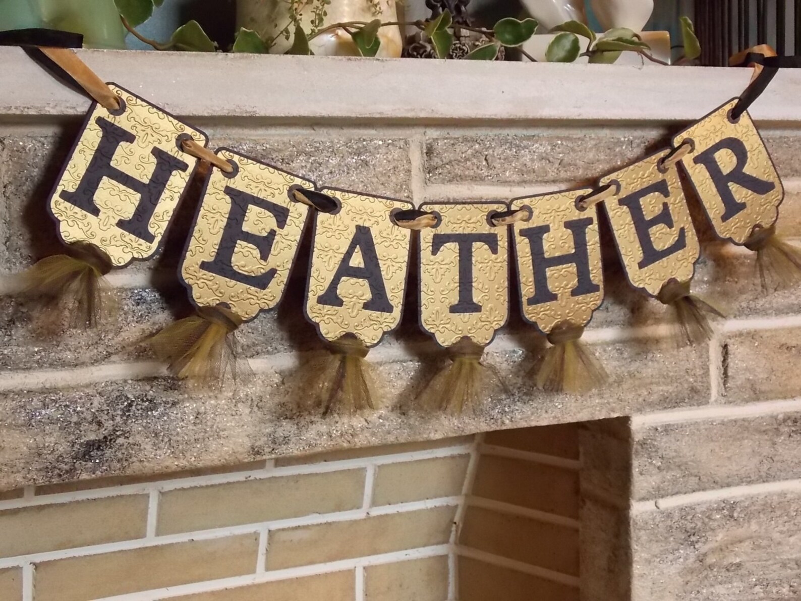 Custom Name Banner in Black and Gold Embossed Banner With Etsy