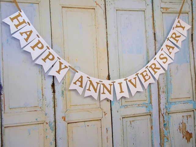 happy anniversary sign add year embossed cream and gold banner happy anniversary sign