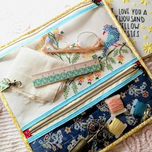 Cross Stitch Project Keeper, Vintage Tablecloth, Embroidery Organizer, Craft Bag