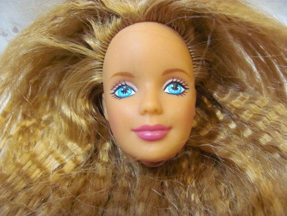 Butterfly Art Tattoo Barbie Head Only Crimped Hair Etsy