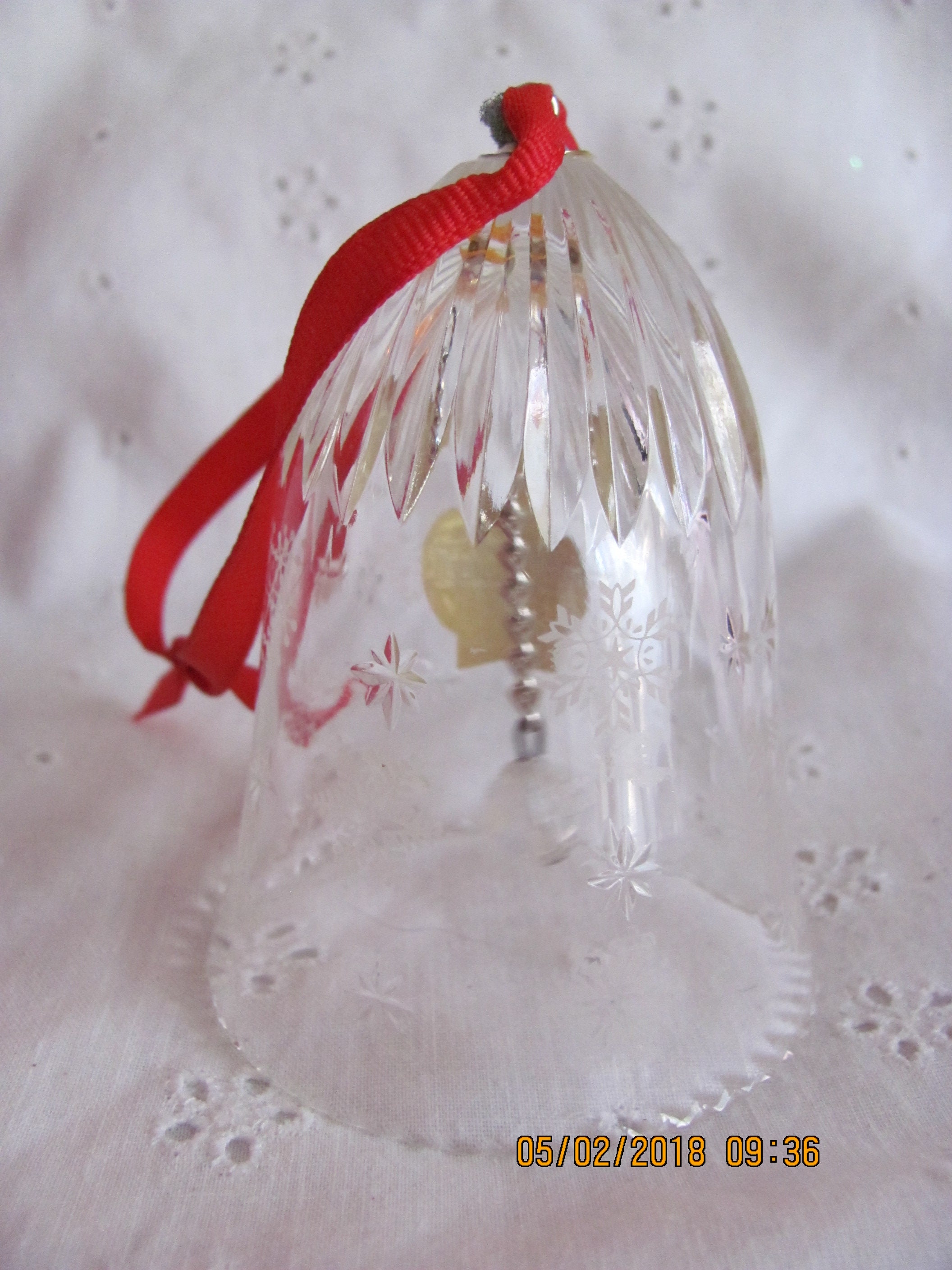 Webb Corbett Hand Made in England Crystal Bell Christmas Ornament