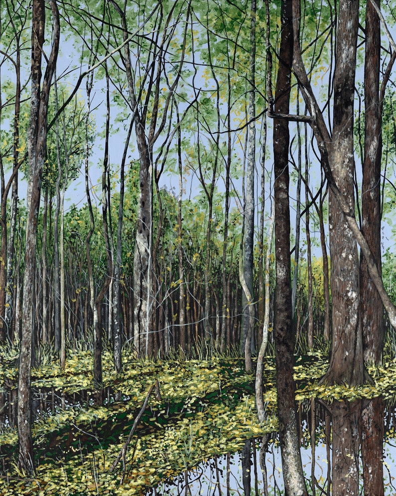 Natchez Trace Woods-8 x 10\u201d Ltd Ed Giclee print of original painting in 13 x 16\u201d frame