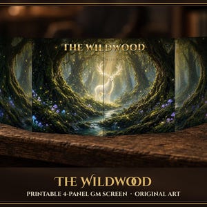The Wildwood GM Screen Printable, Enchanted Forest Grove DM Screen Insert, 4 Panel Letter TTRPG Art, Fantasy Rpg Game Master Gift