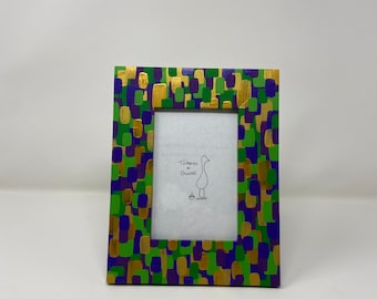 Mardi Gras Mosaic. Picture Frame. Purple, green, and gold. New Orleans, Mobile gifts.
