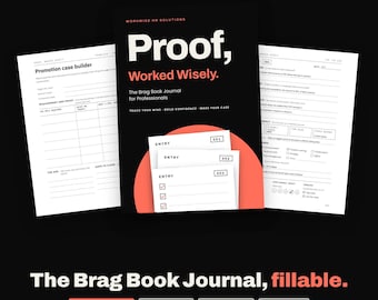 Brag Book Journal Fillable PDF | Career Accomplishment Tracker | Promotion and Performance Review Prep | Resume and Interview Workbook