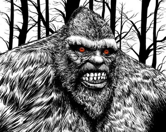 Bigfoot 11x17 SIGNED Pop Art Wall Decor Print