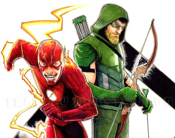 Flash & Green Arrow - SIGNED 11x17" Art print Arrowverse