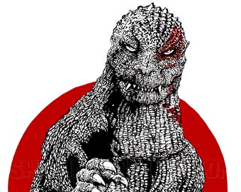 Godzilla 1985 11x17" SIGNED Pop Art Monster Scifi Kaiju Poster  Print by Shawn Langley