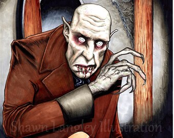 Nosferatu, SIGNED 11x17 print (classic horror movie art, Shawn Langley)