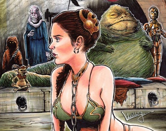 Princess Leia in Jabba's Palace - SIGNED 11x17" poster print