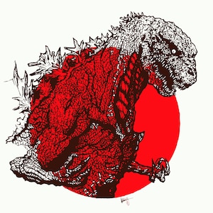 Shin Godzilla 11x17 cm SIGNIERTE Pop Art Monster Scifi Kaiju Poster Druck von Schalkus Langley Standard-No Sketch