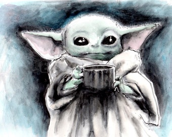 Baby Yoda Grogu 11x17 SIGNED Print Star Wars The Mandalorian