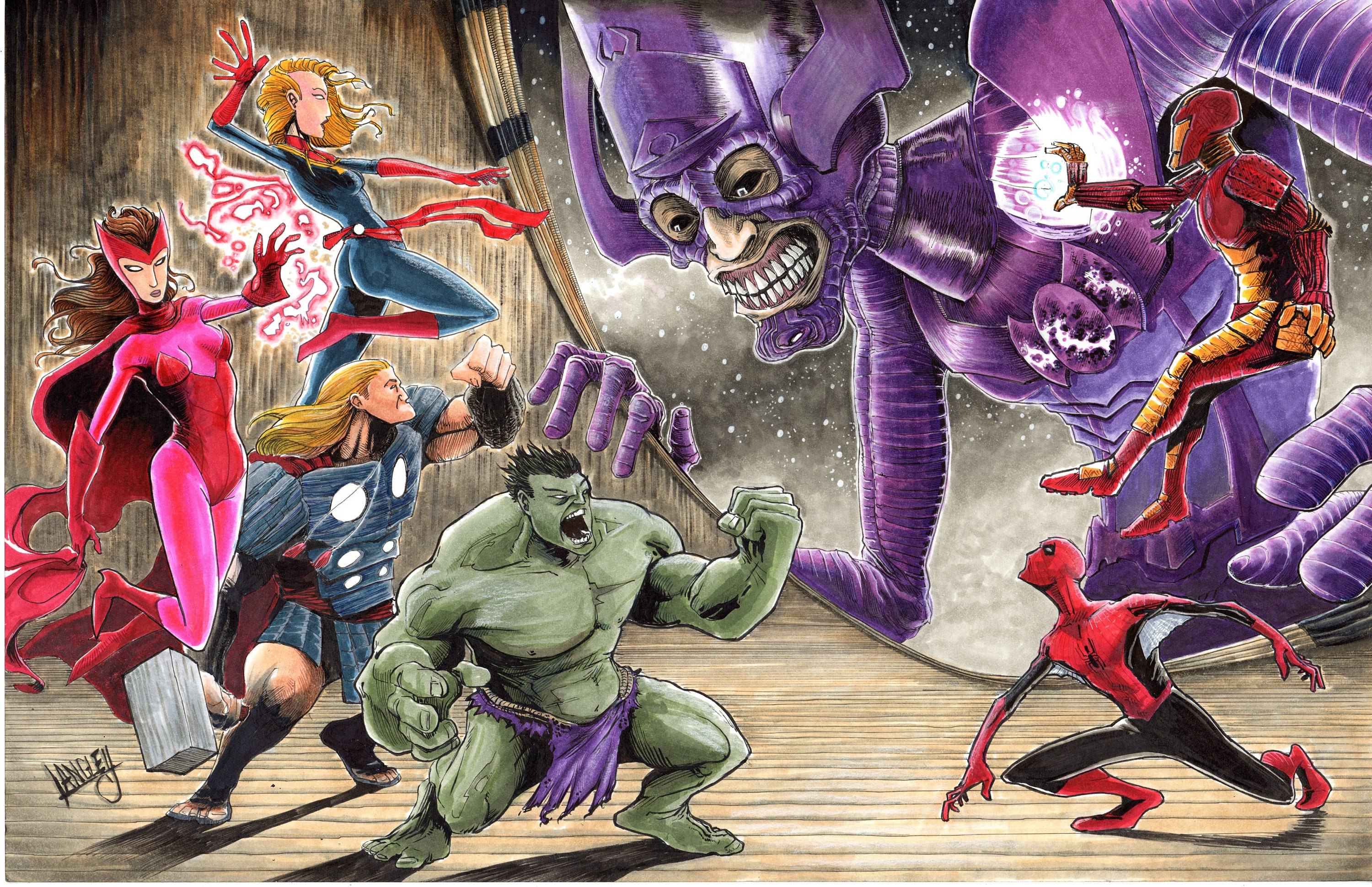 Avengers Vs Galactus Old Style Japanese Homage Signed - Etsy Israel