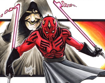 Star Wars Darth Maul Emperor Palpatine- SIGNED 11x17 Wall Decor Art print