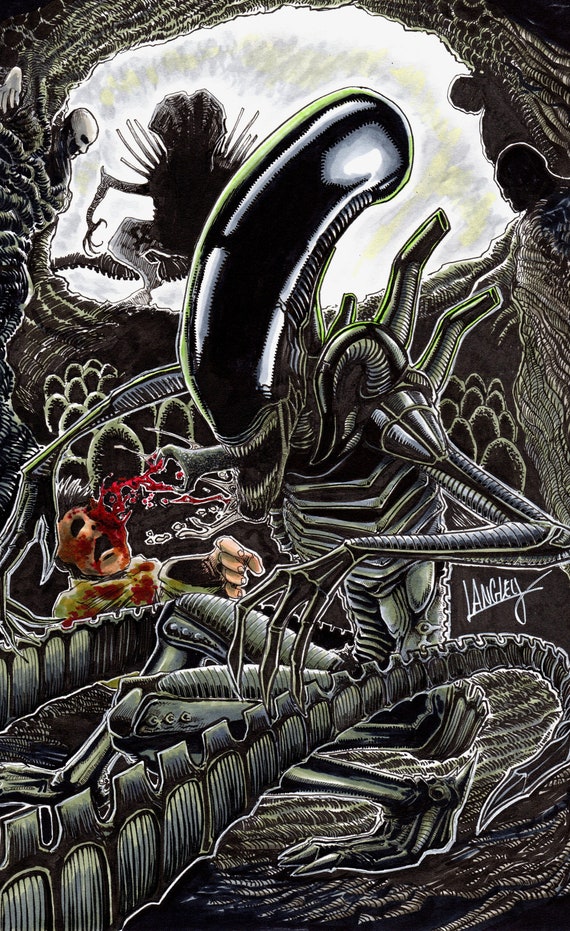 horrorscifi art, original creation by Shawn Langley Satishva SIGNED 11x17 print