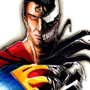 Venom Superman Mashup- SIGNED 11x17" Parody Fanart print
