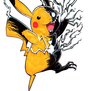 Pikachu Venom Mashup 11x17" SIGNED Pokemon Poster Print Fanart Parody