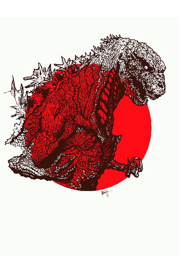 シン・ゴジラ 11x17インチ サイン入り ポップアート モンスター
