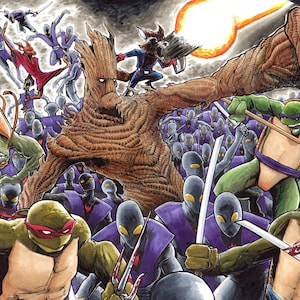 Teenage Mutant Ninja Turtles, Groot & Rocket Raccoon- SIGNED 11x17&quot; Art print