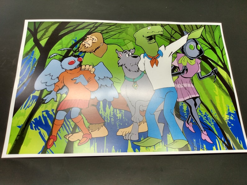 Cryptid Crew, signiert 11x17 Poster Print, Mothman Bigfoot Scooby Doo Parodie/Satire Bild 4